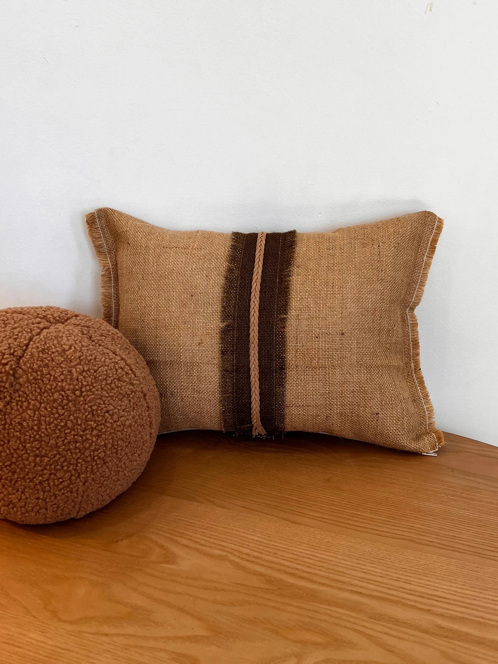 Rustic Charm Handmade Light Brown Gunny Cloth Cushions