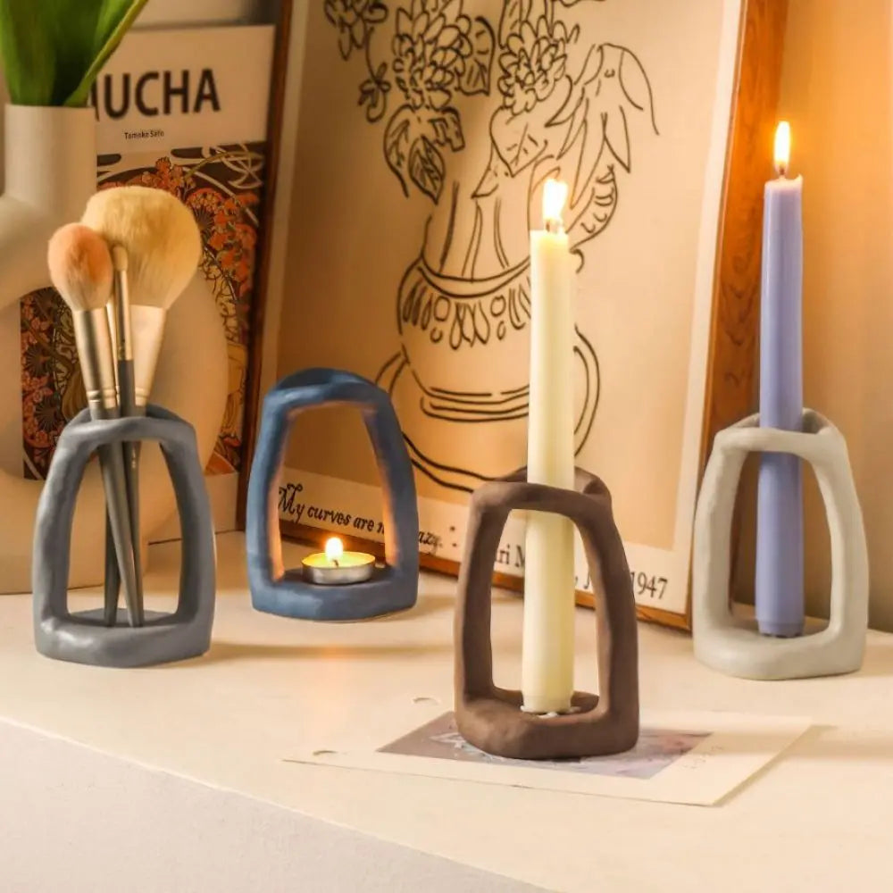 Frosted Ceramic Candle Holder - Elegant Home Decoration Candle Cup