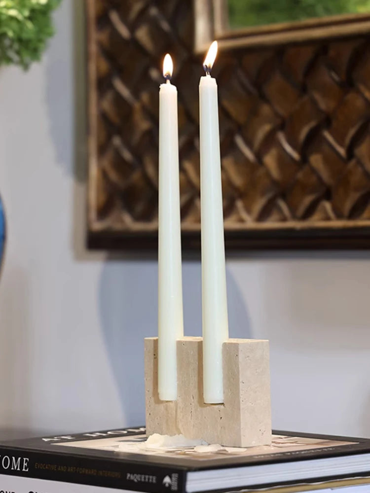 Stone Candle Holder - 2 Holes decorative candle holder