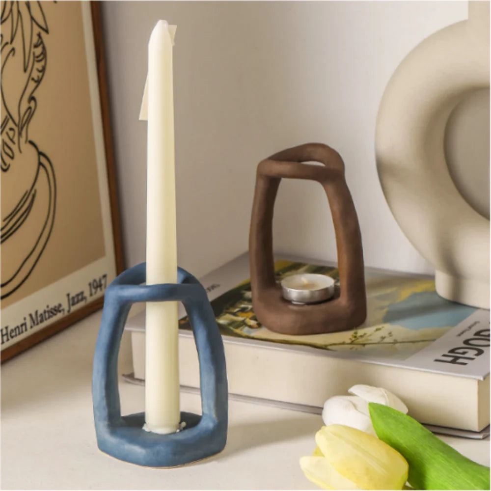 Frosted Ceramic Candle Holder - Elegant Home Decoration Candle Cup