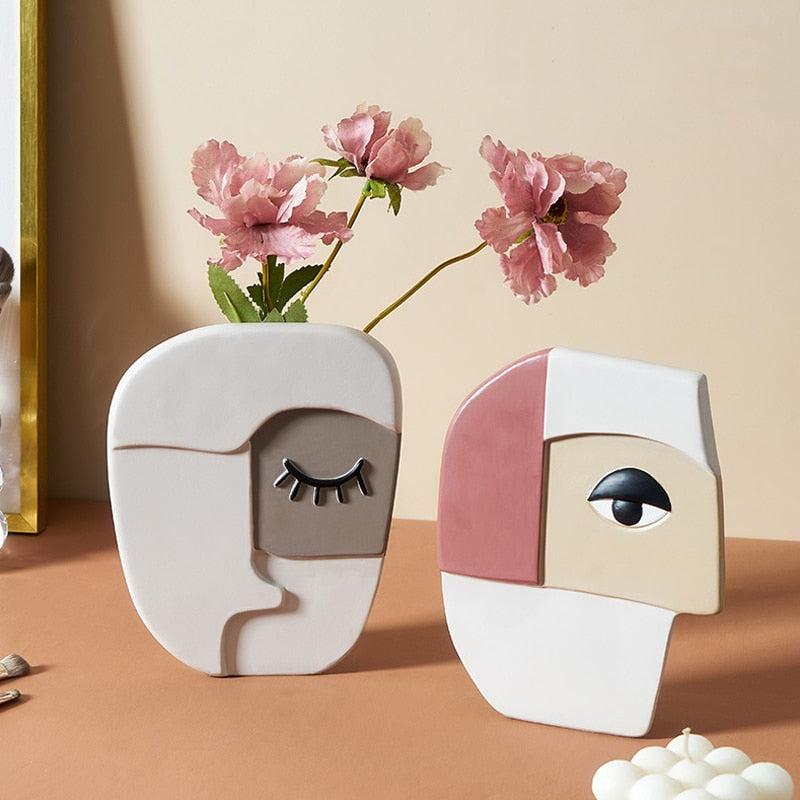 Abstract Face Resin Figurines Vase - Image #6