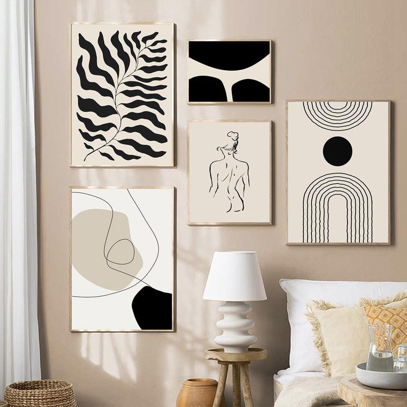 Abstract Bohemian Wall Art of Plants and Shapes Paintings Poster - Image #1