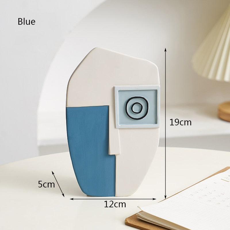 Abstract Face Resin Figurines Vase