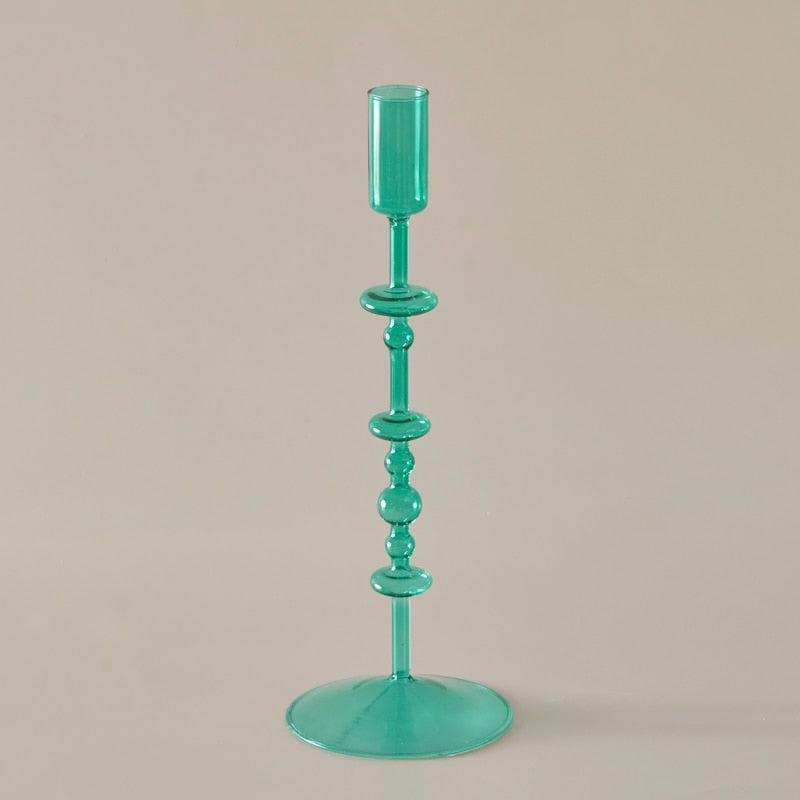 Coloured Slim Clear Glass Candle Holder