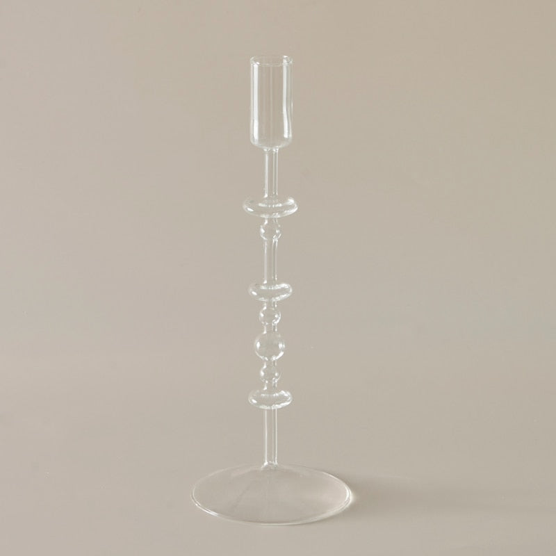 Coloured Slim Clear Glass Candle Holder