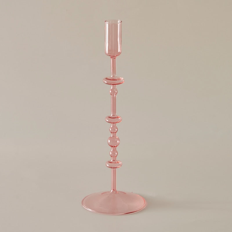 Coloured Slim Clear Glass Candle Holder