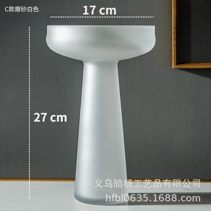 Tall Frosted Glass Vase