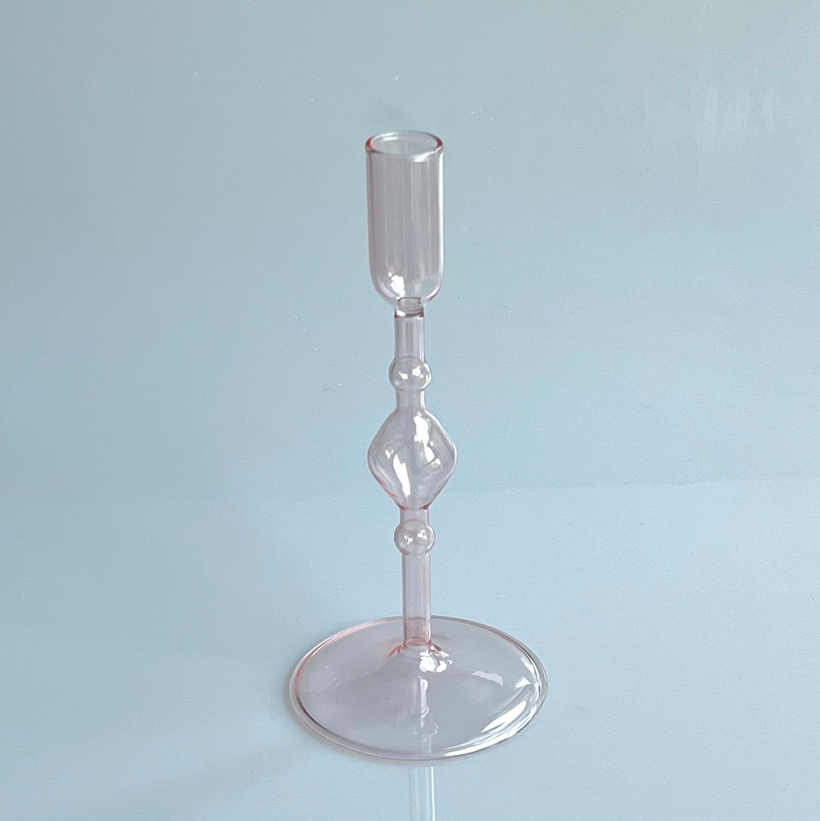 Coloured Slim Clear Glass Candle Holder