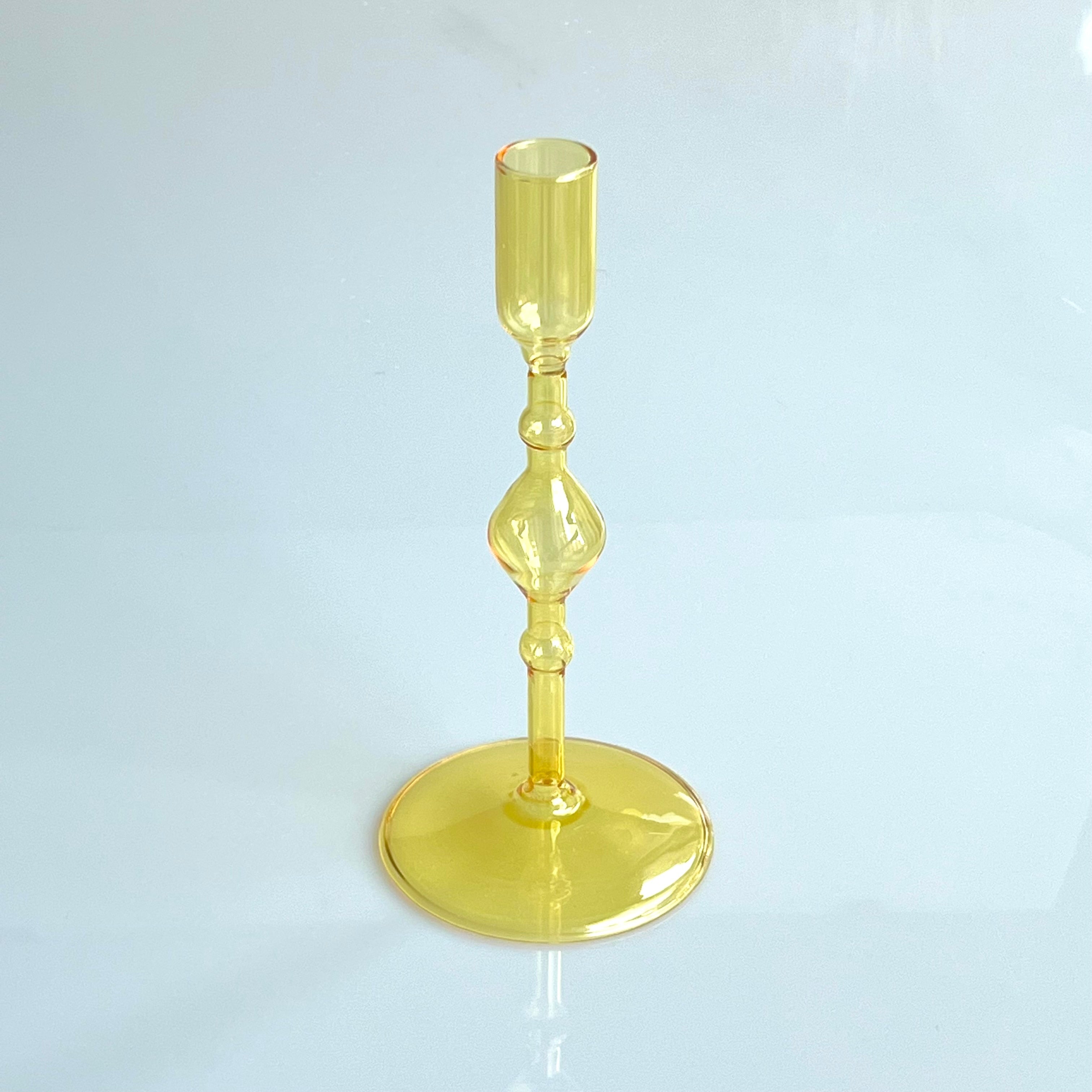 Coloured Slim Clear Glass Candle Holder